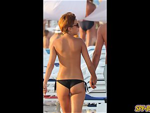 sizzling hefty bosoms topless unexperienced teenagers bikini Beach voyeur