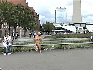 blond Czech teenager flashing her torrid body nude in public